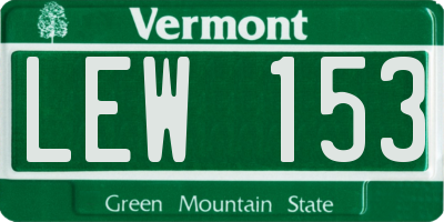 VT license plate LEW153
