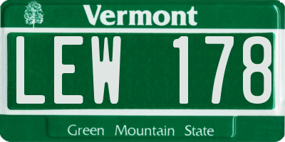 VT license plate LEW178