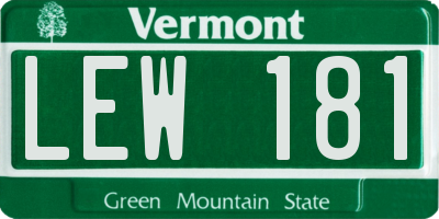 VT license plate LEW181
