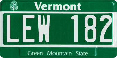 VT license plate LEW182