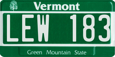 VT license plate LEW183