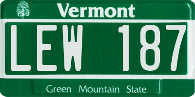 VT license plate LEW187