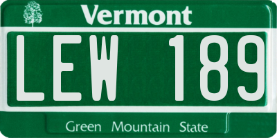 VT license plate LEW189