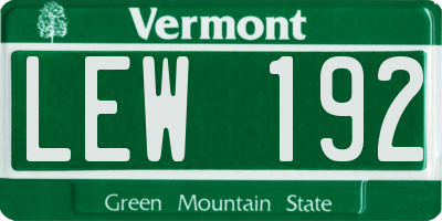 VT license plate LEW192