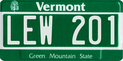 VT license plate LEW201