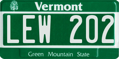 VT license plate LEW202