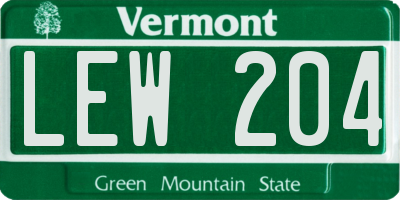 VT license plate LEW204