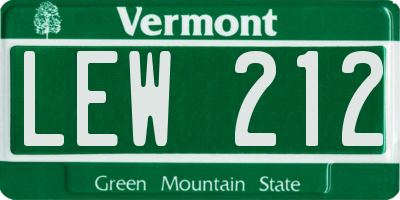 VT license plate LEW212