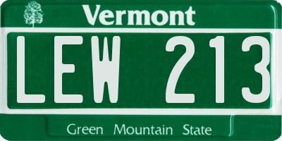 VT license plate LEW213