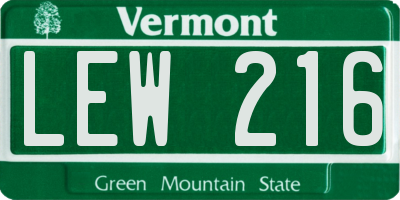 VT license plate LEW216