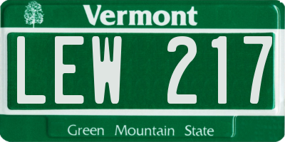 VT license plate LEW217