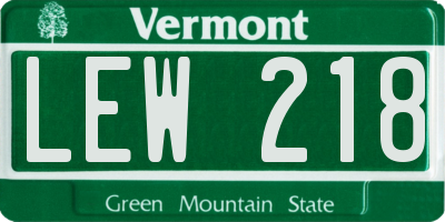 VT license plate LEW218