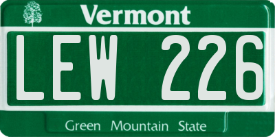 VT license plate LEW226
