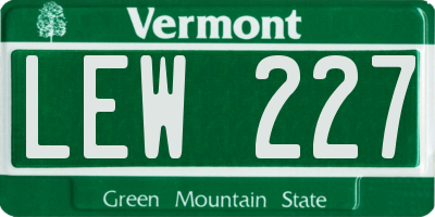 VT license plate LEW227