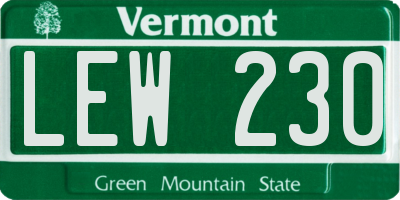 VT license plate LEW230