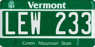VT license plate LEW233