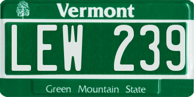 VT license plate LEW239