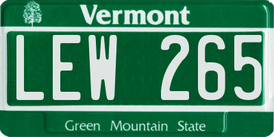 VT license plate LEW265