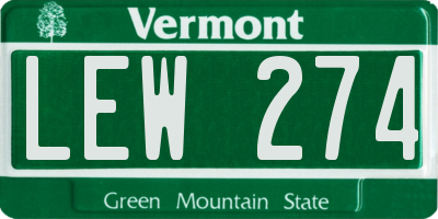 VT license plate LEW274