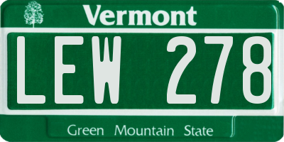 VT license plate LEW278
