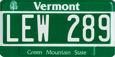 VT license plate LEW289