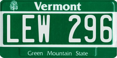 VT license plate LEW296