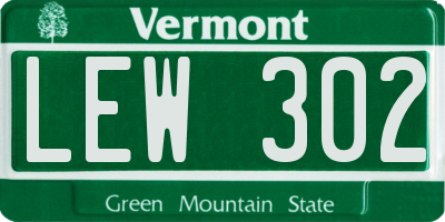 VT license plate LEW302