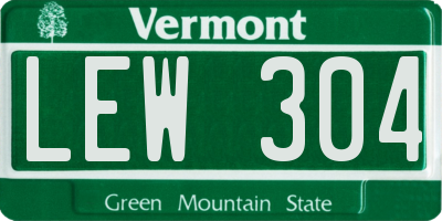 VT license plate LEW304