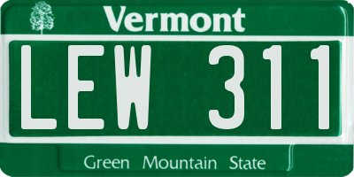 VT license plate LEW311
