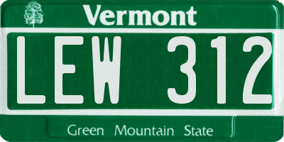 VT license plate LEW312