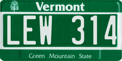 VT license plate LEW314