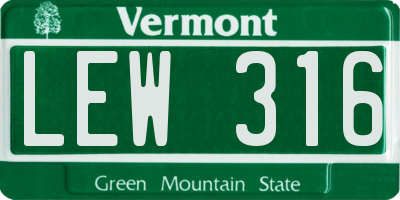 VT license plate LEW316