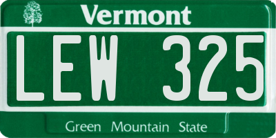 VT license plate LEW325