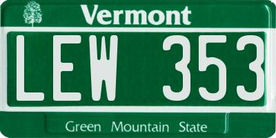 VT license plate LEW353