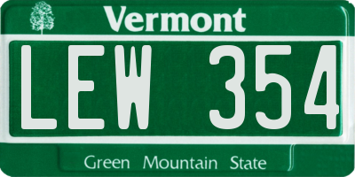VT license plate LEW354