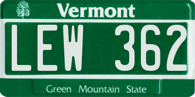 VT license plate LEW362