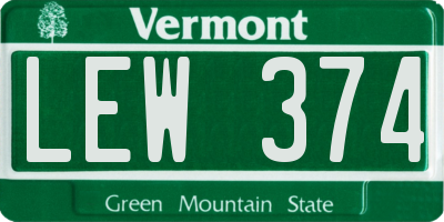 VT license plate LEW374
