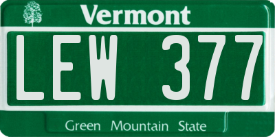VT license plate LEW377