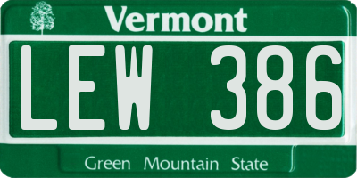 VT license plate LEW386
