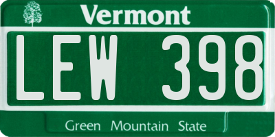 VT license plate LEW398