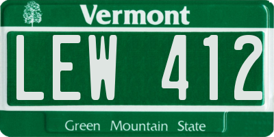 VT license plate LEW412