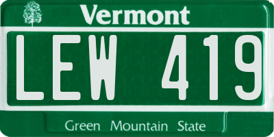 VT license plate LEW419
