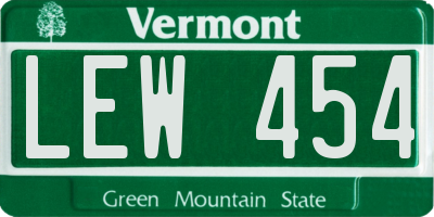 VT license plate LEW454
