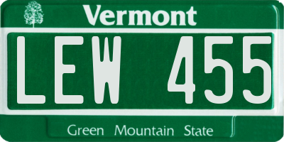 VT license plate LEW455