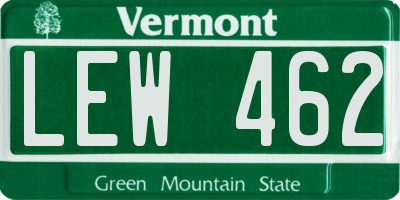 VT license plate LEW462