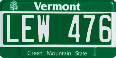 VT license plate LEW476
