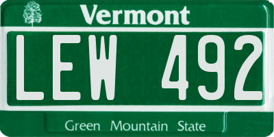 VT license plate LEW492