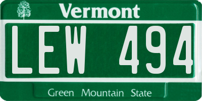 VT license plate LEW494