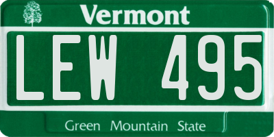 VT license plate LEW495