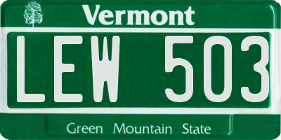 VT license plate LEW503